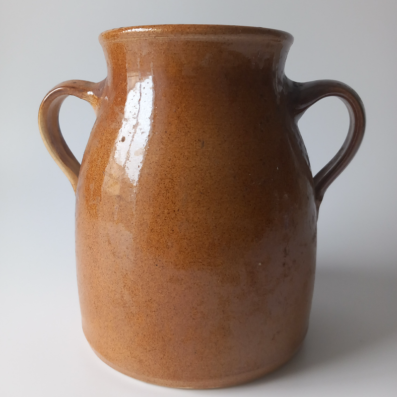 rustykalny wazon ceramiczny Brązowy wazon ceramiczny z dwoma uchwytami, szkliwo karmelowe, styl rustykalny.