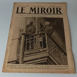 Okładka francuskiego magazynu Le Miroir z 1916 roku, generałowie Sarrail i Mouchopoulos obserwujący niebo nad Salonikami.
