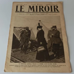 Okładka francuskiego magazynu Le Miroir z 23 stycznia 1916 roku, generał Sarrail witający żonę serbskiego pułkownika w Salonikach.
